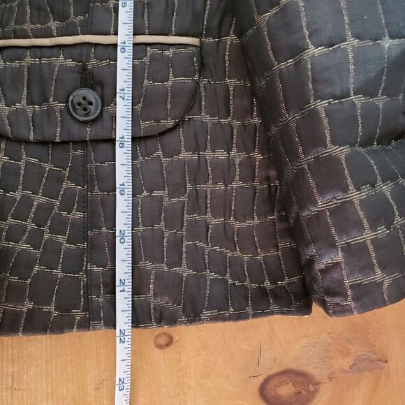 Armani Collezioni Size 12 Black Gold Quilted Print Cropped Spring Fall Jacket - Picture 11 of 13